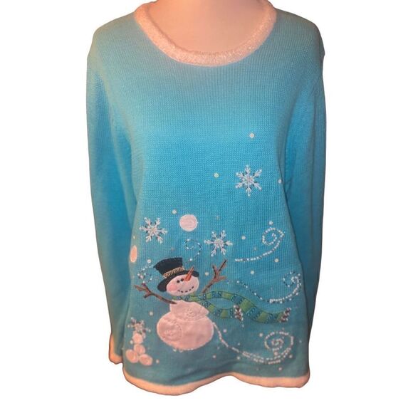 The Quacker Factory Blue Long Sleeve Light Up Long Sleeve Sweater Size - Picture 2 of 10